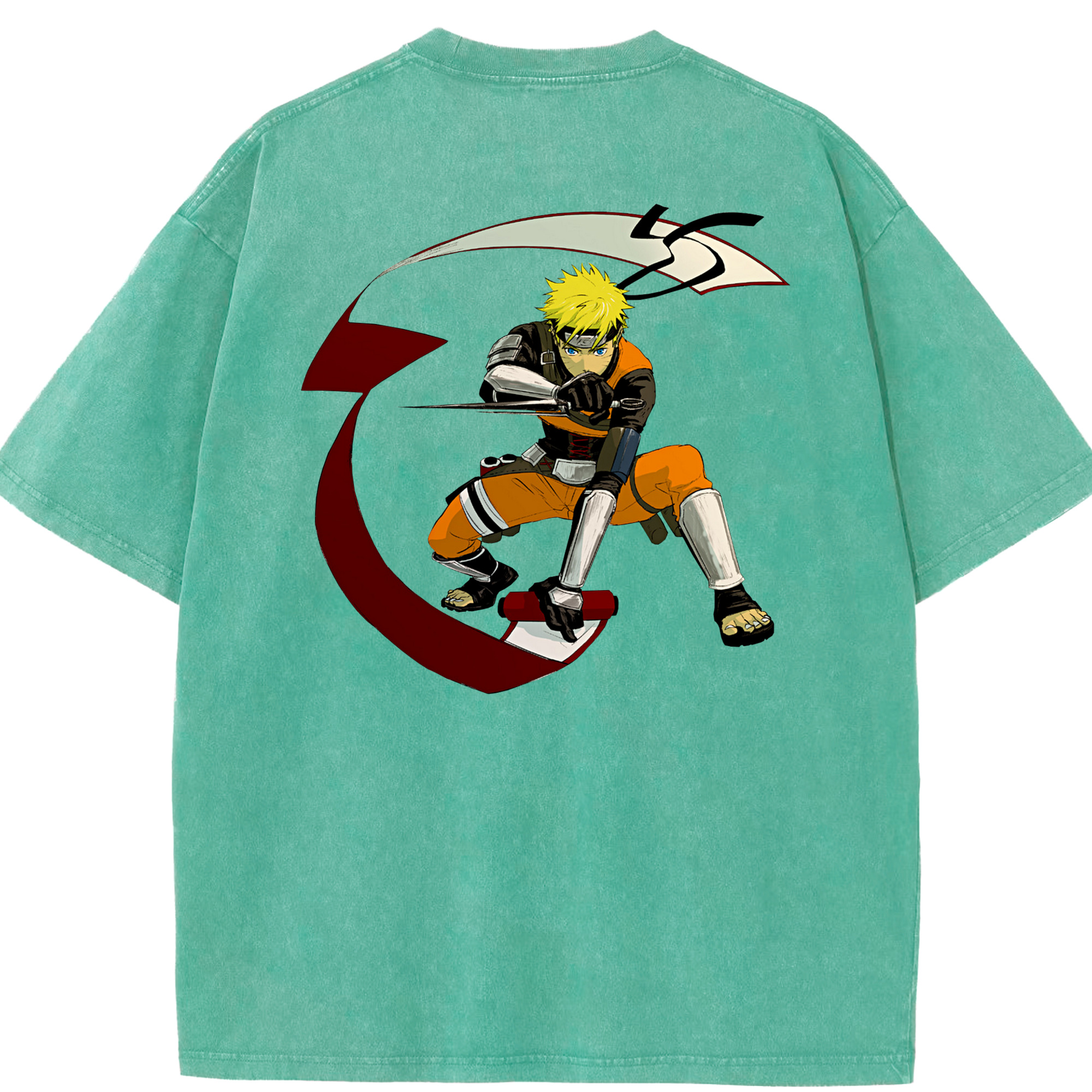 （画像用） NARUTO -ナルト- うずまき ナルト Uzumaki Naruto 綿100% ヴィンテージ風 半袖Tシャツ（背面プリント）